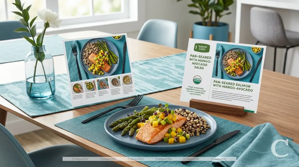 Best meal kit delivery - Green Chef certified organic plated meal dining table