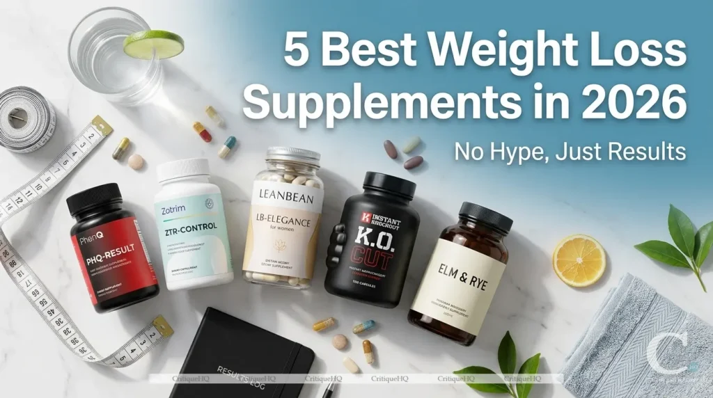 Best weight loss supplements - flat lay of bottles and measuring ribbon