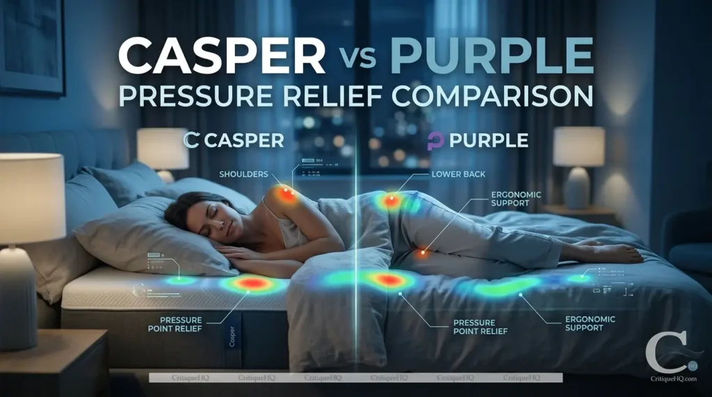 Casper vs Purple mattress pressure relief comparison hip shoulder