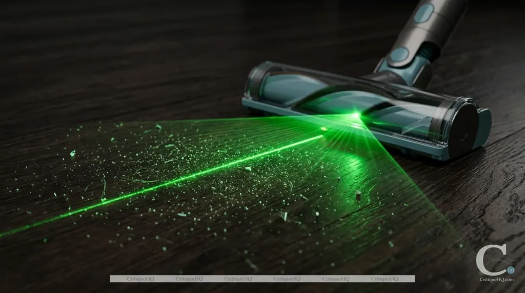 Dyson V15 Review - Laser detect green beam dust particles hardwood floor