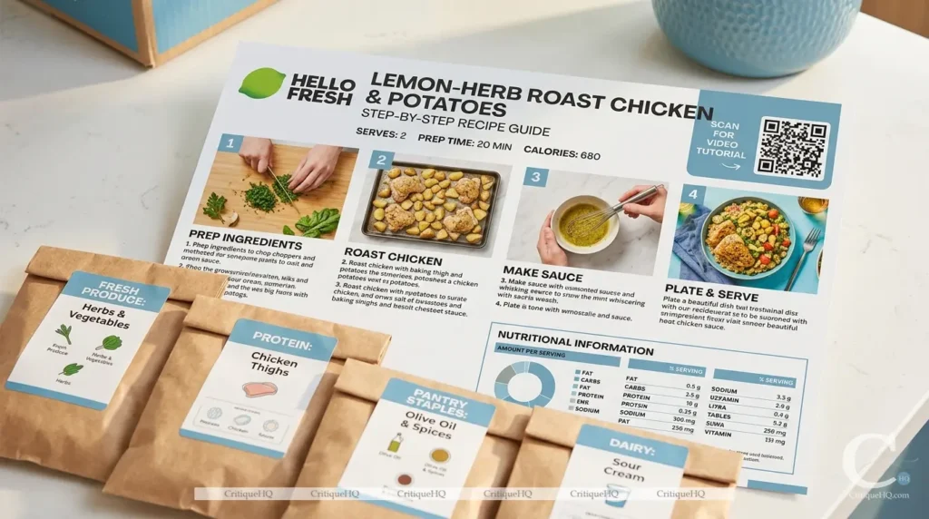 HelloFresh Review - Recipe card design photos QR code nutritional