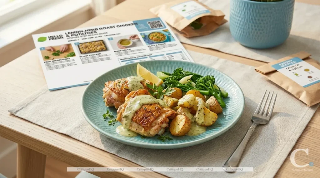 HelloFresh Review - Verdict plated meal dinner table recipe