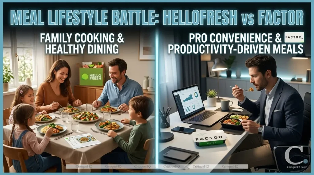 HelloFresh vs Factor - Serving size family vs single professional meal fit