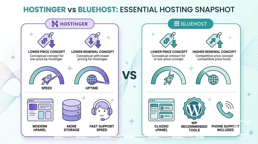 Hostinger vs Bluehost - Full features comparison summary